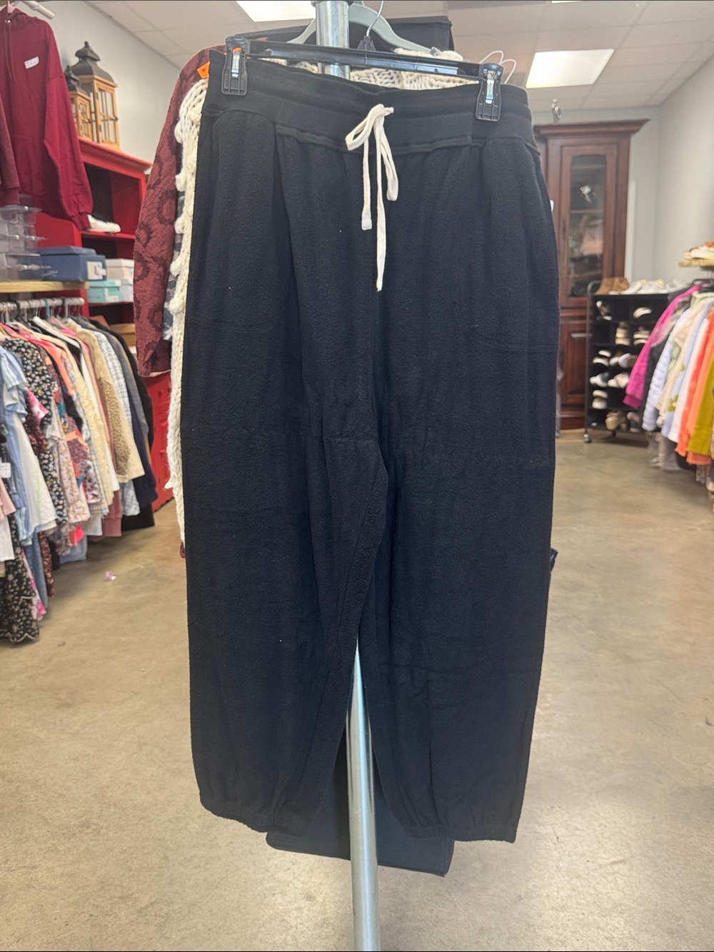 Free People Black Drawstring Track Pants